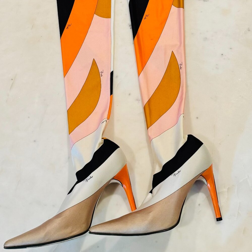 Vintage Emilio Pucci Multicolor Thigh High Sock Boots